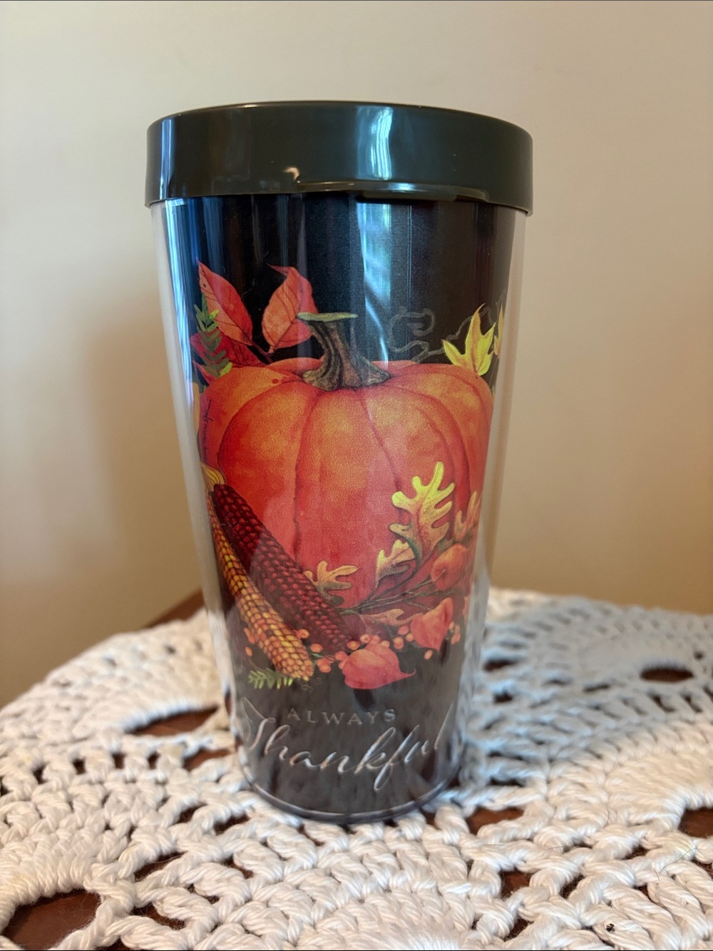Autumn Pumpkin Travel 16 oz Tumbler - Orange & Black New